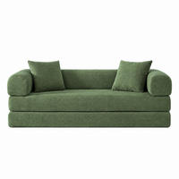 SCHLAFSOFA 195/89/59 cm Grün Samtstoff, 3-Sitzer - Grün, Textil (89/59/195cm) - Oxeza
