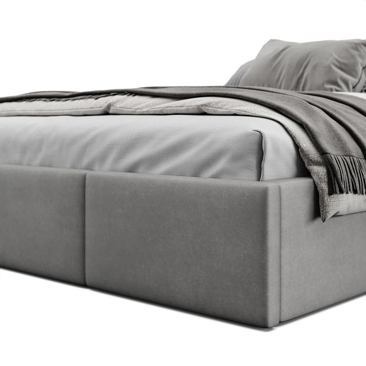 POLSTERBETT für Schlafzimmer Bett mit Stauraum Grau 140x200cm - Grau, Holzwerkstoff/Textil (160/200cm) - Muralo