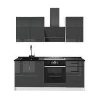 ENKELKÖK Fame-Line, Antracit högblank/Vit, 190 cm, AP Antracit - Vit/Svart högglans, Träbaserade material (190/206.8/60cm) - Vicco