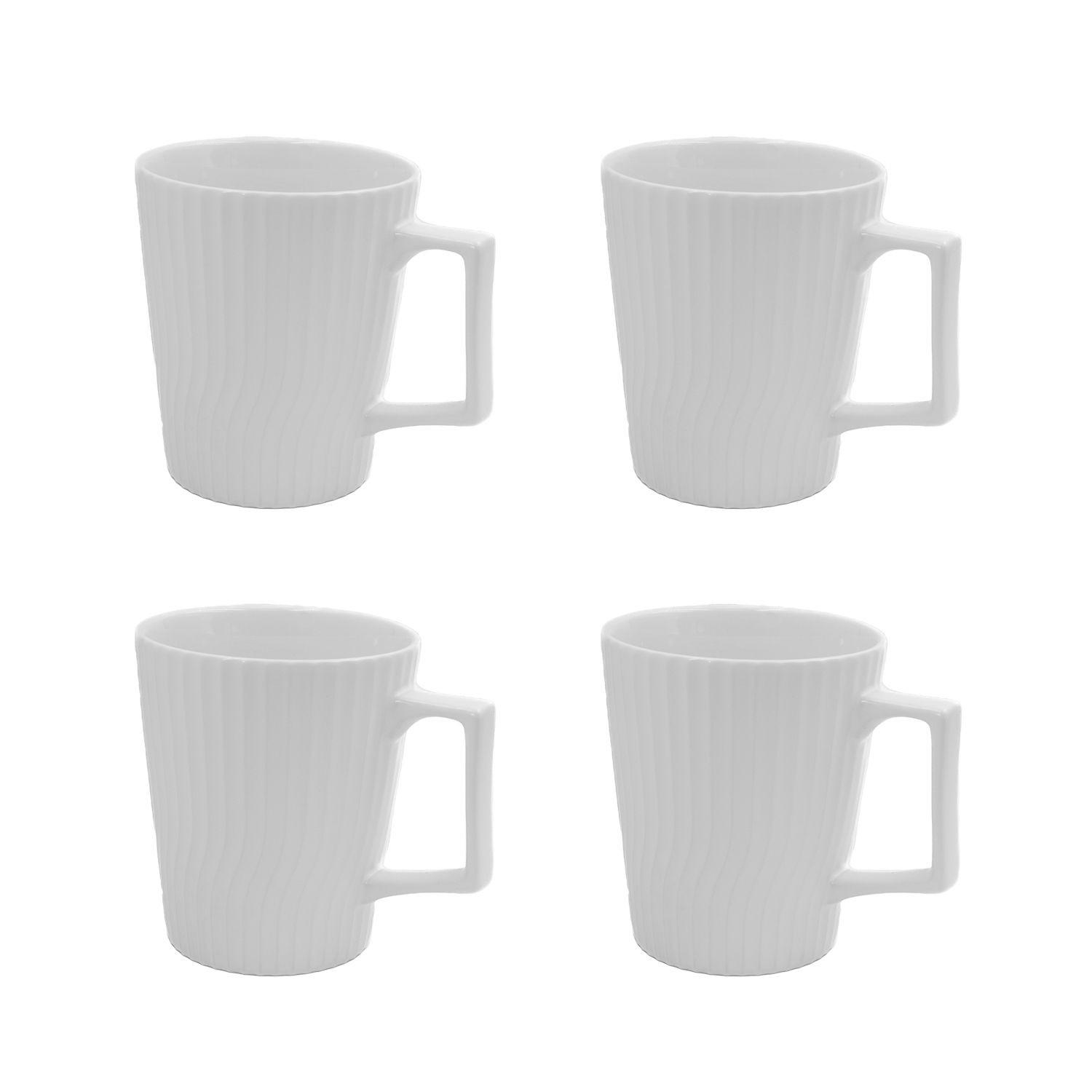 KAFFEETASSE 400 ml (4-tlg.) - Weiß, Keramik (9.4/10.5/12.5cm) - Intirilife