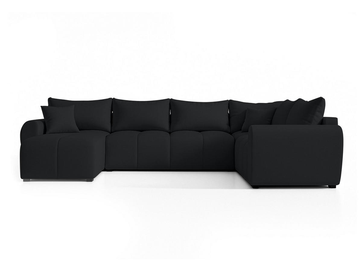 WOHNLANDSCHAFT Malatya U Form MAX Schwarz 311/145/82 cm mit Schlaffunktion - Schwarz, Kunststoff/Textil (208/82/303cm) - AX Living