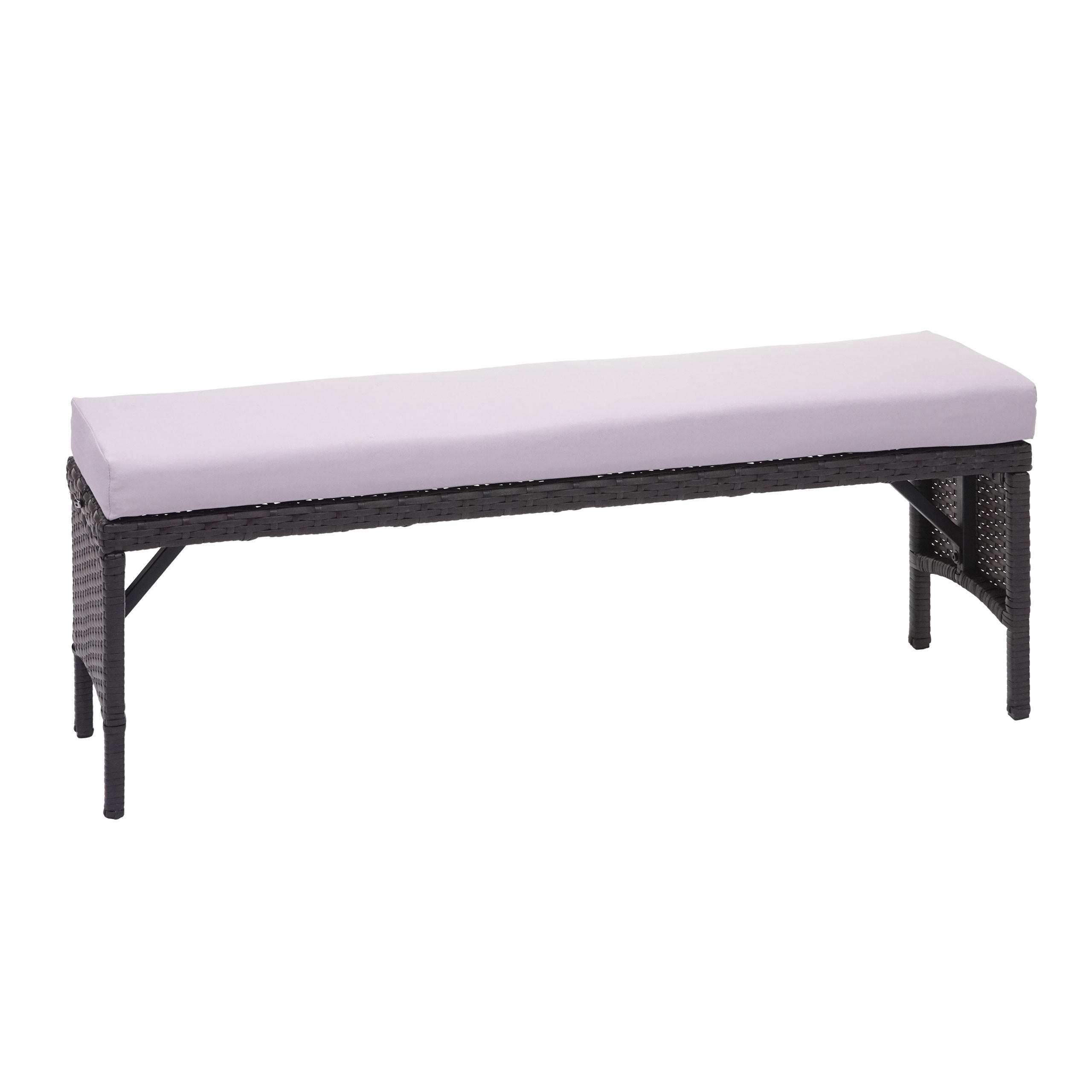 POLY-RATTAN SITZBANK Schwarz - Schwarz, Kunststoff (112/35/30cm) - MCW