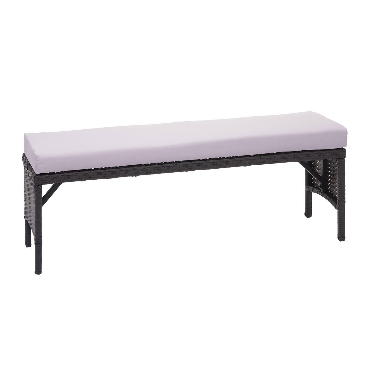 POLY-RATTAN SITZBANK Schwarz - Schwarz, Kunststoff (112/35/30cm) - MCW
