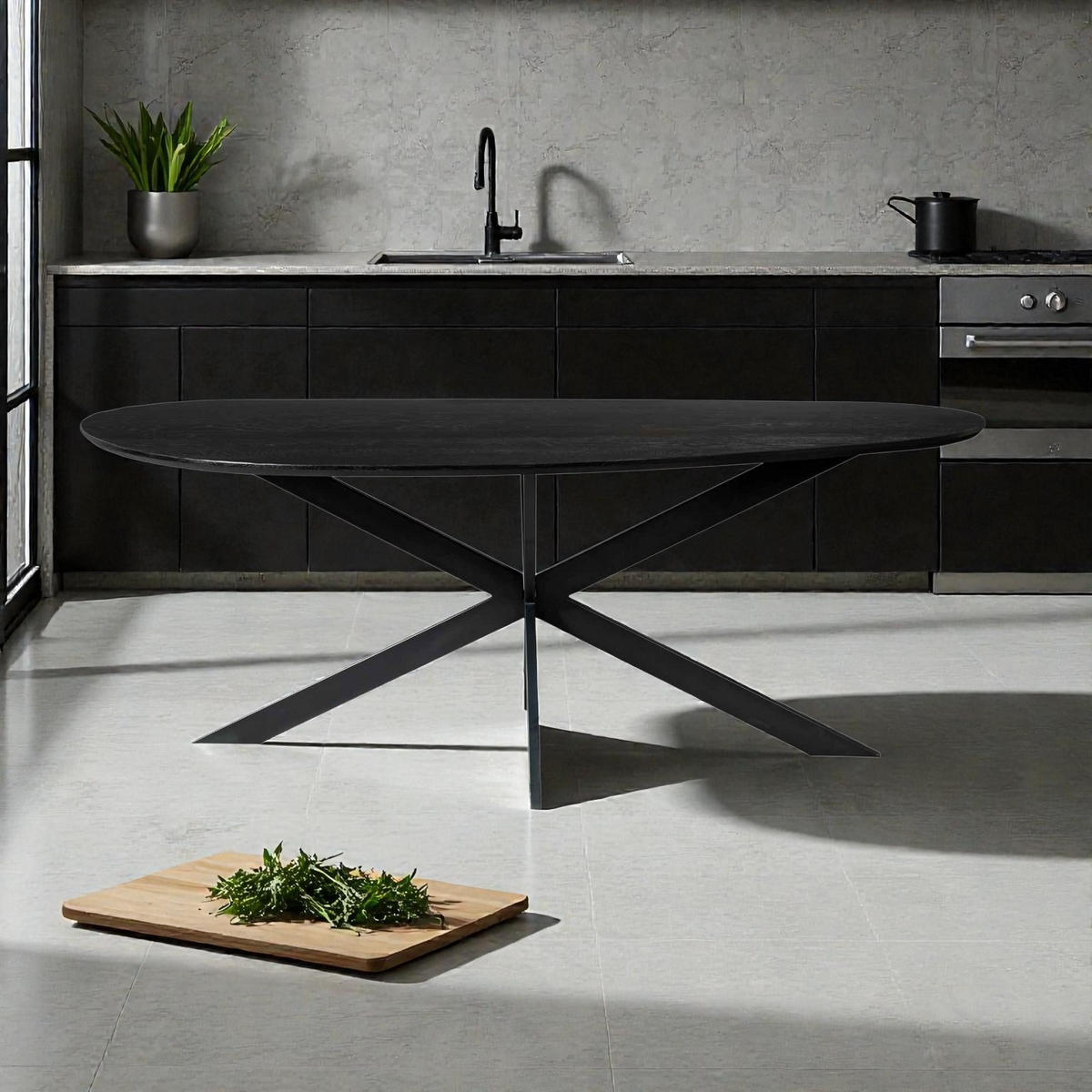 ESSTISCH Wolke Eichenholz 180 cm X 84 cm Schwarz - Schwarz, Holz (84/180/76cm) - Villa Möbel