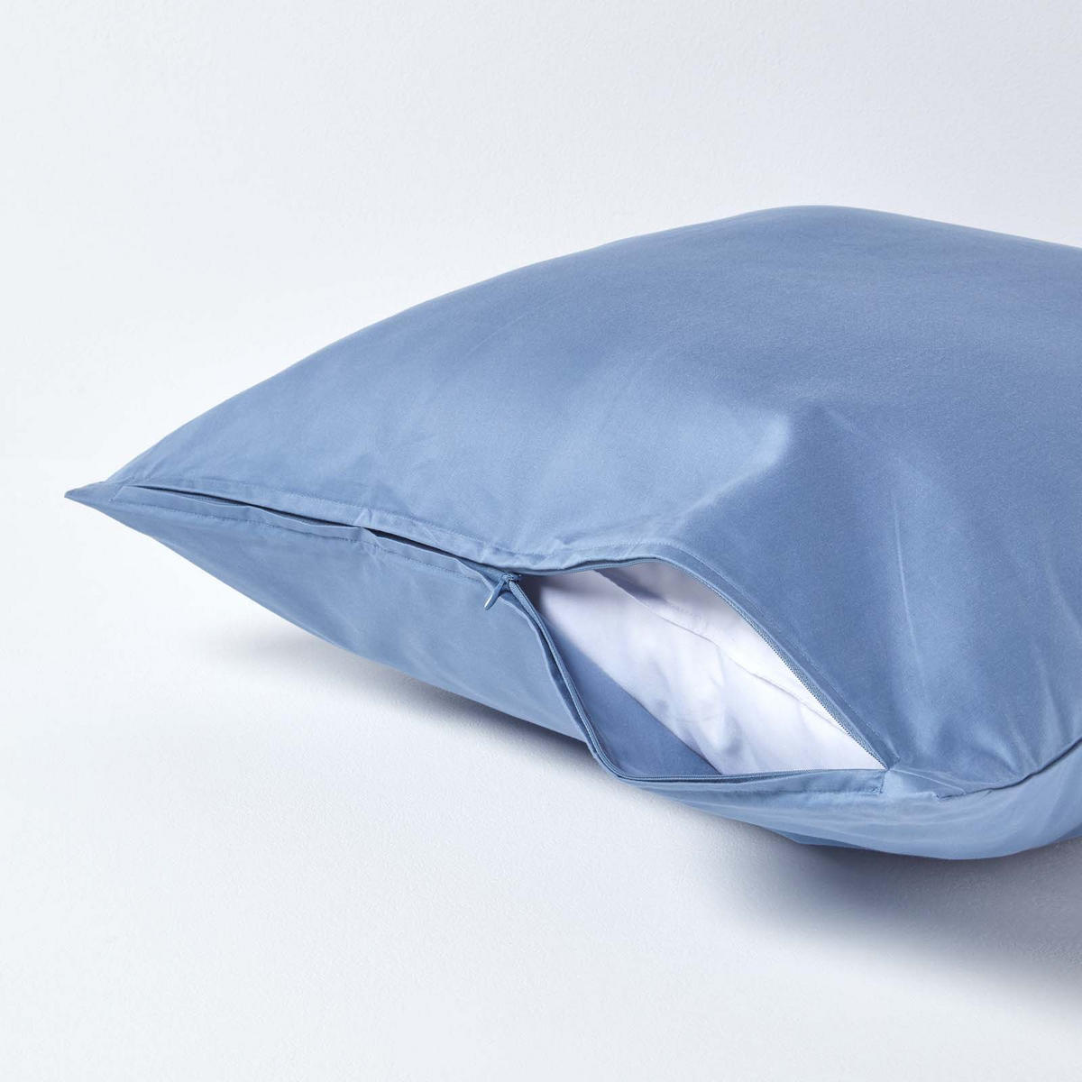 KISSENBEZUG Premium, Ägyptische Baumwolle, Fadendichte 1000 - Blau, Textil (60/60cm) - Homescapes