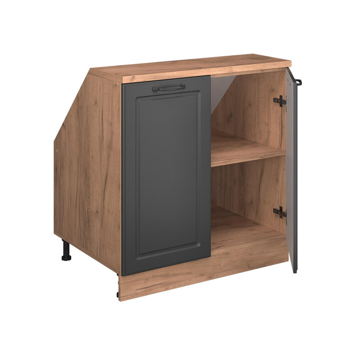 WARDROBE FOR SLOPING CEILING Rion Antracit u rustikalnom stilu 80 x 81.6 cm s 2 vrata, korpus ormara dubine 60 cm - hrast medunac/antracit, drvni materijal (80/83.8/60cm) - Vicco