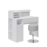 SCHREIBTISCH Weiß 2 Teile, mit Hocker - Weiß, Holzwerkstoff (50/100/100cm) - Vicco