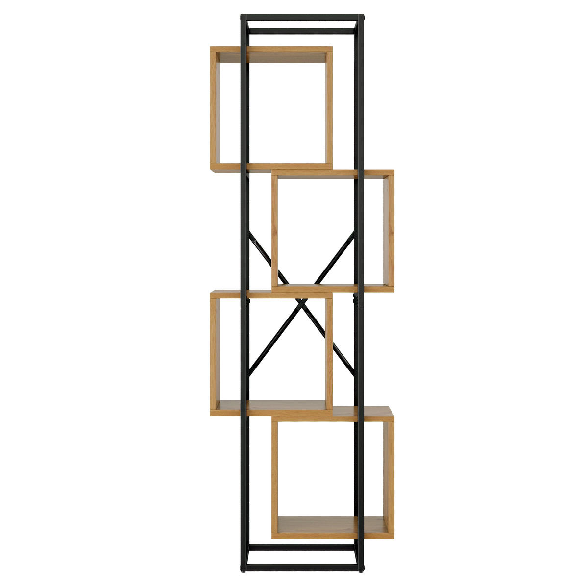 REGAL 59cm Metall MDF 4 Fächer Stapeldesign modern - Braun, Holzwerkstoff (59/180/30cm) - FLIEKS