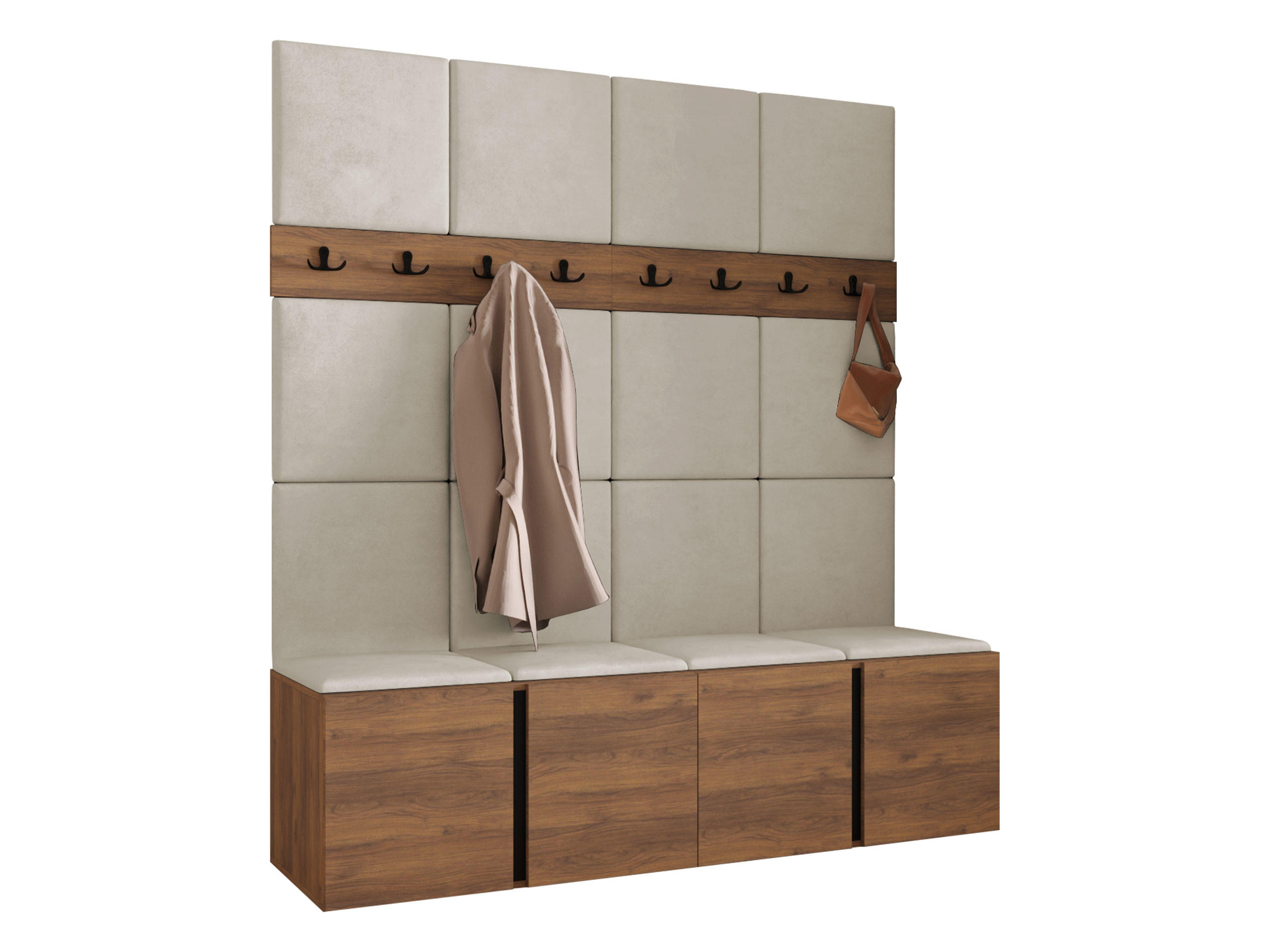 GARDEROBEN-SET Orion V - Beige/Nussbaumfarben, Holzwerkstoff/Kunststoff (168/186/46cm) - MIRJAN24