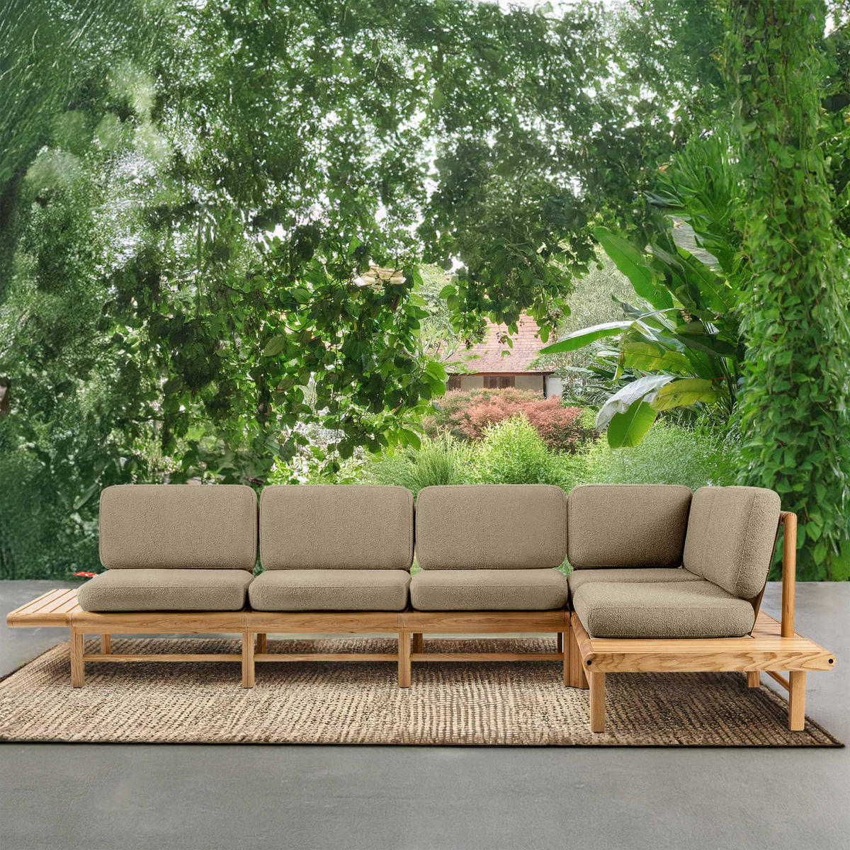 LOUNGESOFA ATREDA rechts - Beige, Holz/Textil (315/80/175cm) - KONSIMO®