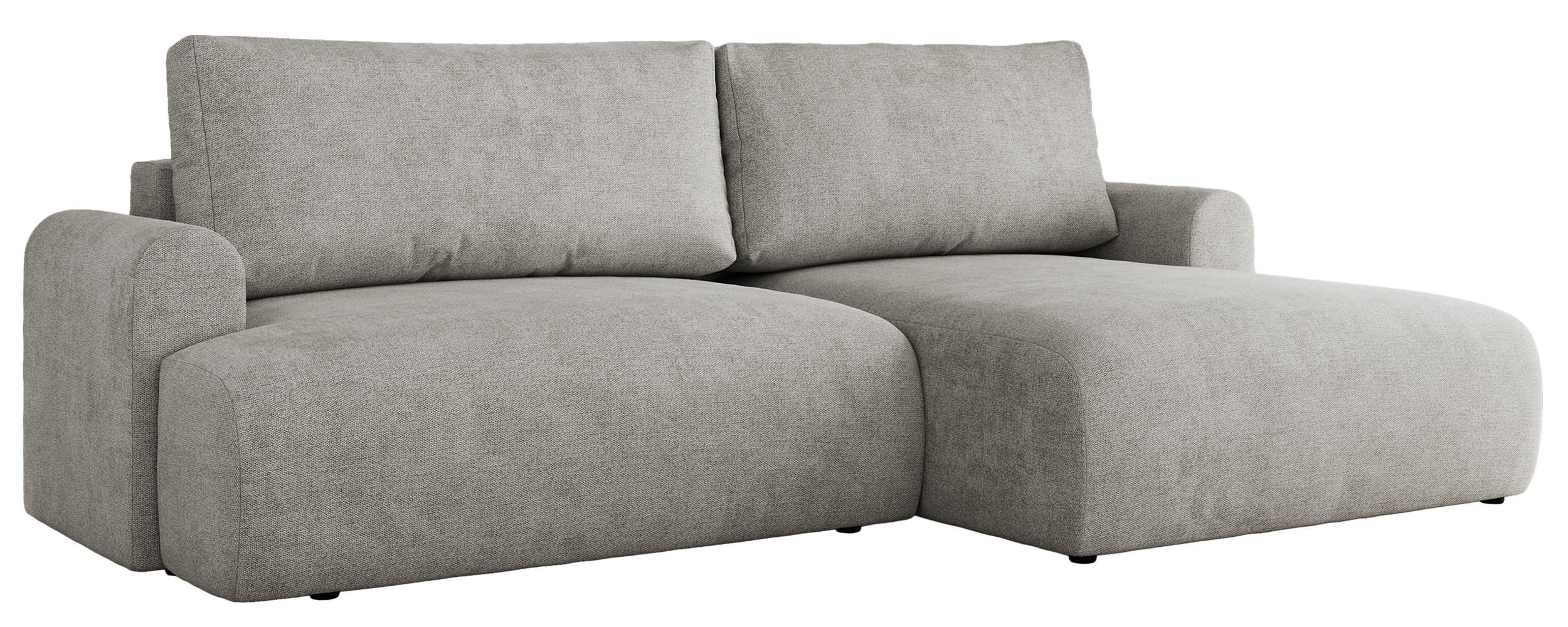 ECKSCHLAFSOFA TONO L Hellgrau Struktur - rechts - Hellgrau/Schwarz, Kunststoff/Textil (150/260cm) - MKS