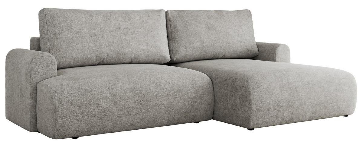 ECKSCHLAFSOFA TONO L Hellgrau Struktur - rechts - Hellgrau/Schwarz, Kunststoff/Textil (150/260cm) - MKS