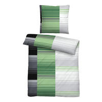 BETTWÄSCHE-GARNITUR Seersucker Karo sturmgrau, 135x200 cm + 80x80 cm - Grau, Textil (135/200cm) - Castell