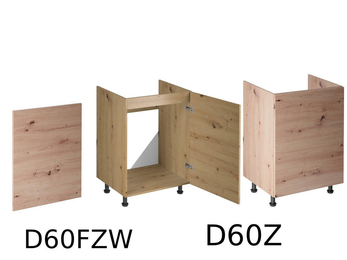 WINKELKÜCHE 360cm x 200cm- Langen KL10-M360 - in Artisan Eiche - Eiche Artisan, Holz/Metall (560/248/58cm)