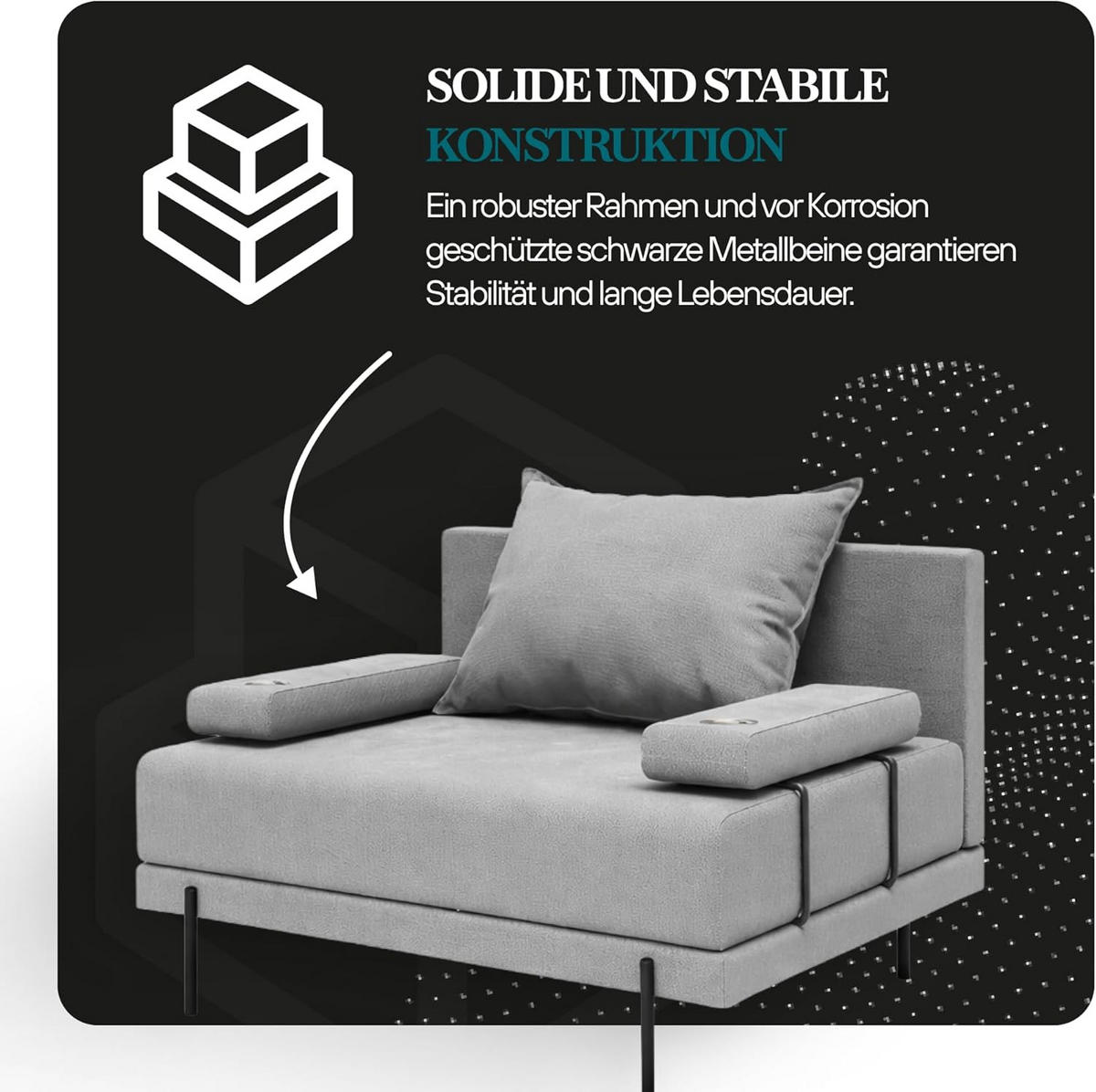 GARTENSOFA BAHAMA XL Links - Wetterfeste Balkonmöbel & Terrassenmöbel Außen - Moderne Lounge Möbel für Garten - Balkon & Terrasse - Grau - Grau, Kunststoff (370/75/222cm) - Trada