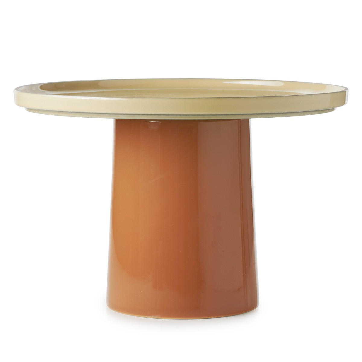 TORTENSTÄNDER CARACTERE L 30 cm MUSKAT/ZIMT - Currygelb/Terracotta, Keramik (30/20/30cm) - Revol Porcelaine France
