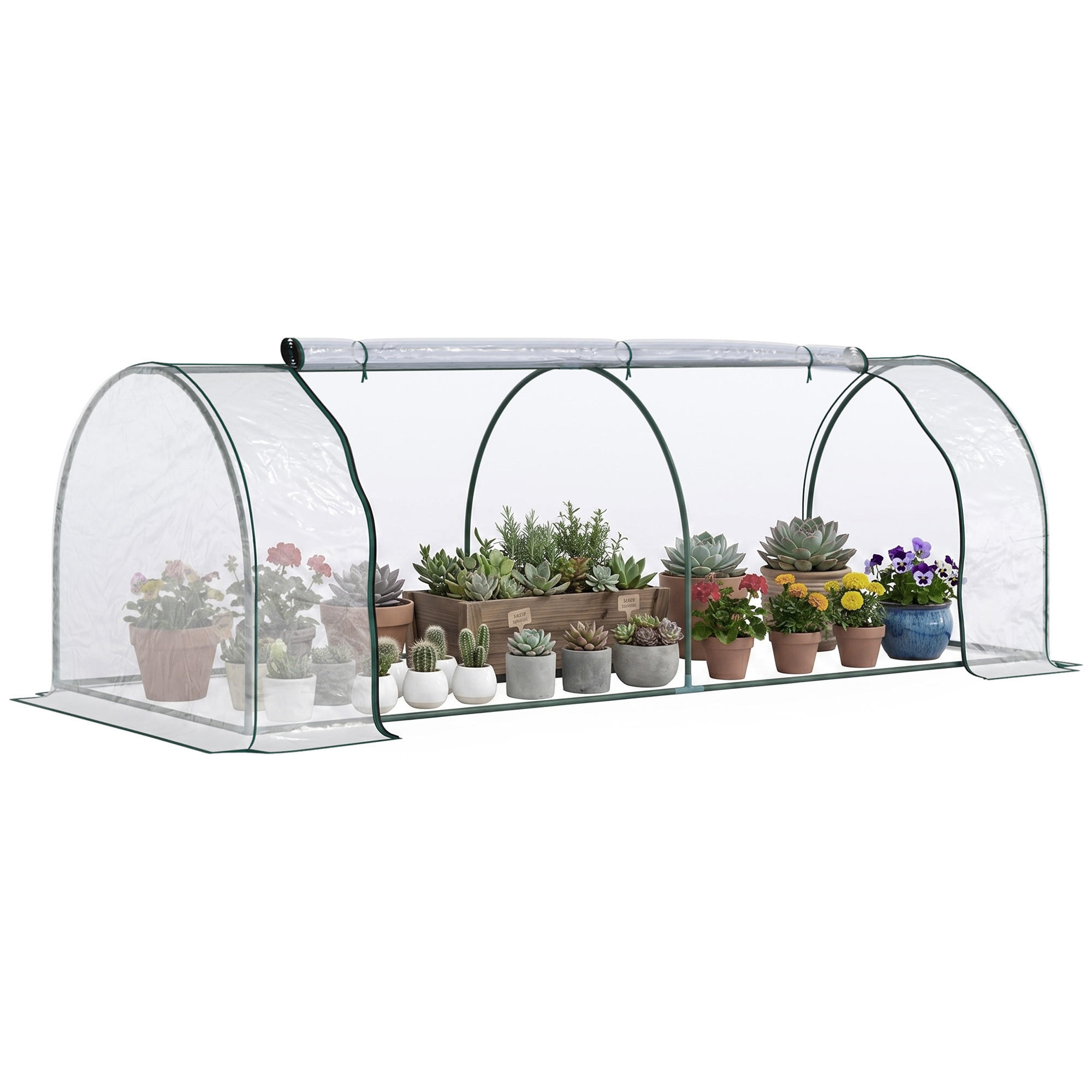 GEWÄCHSHAUS DE-05819 Frühbeet mit Tür 250/100/80 cm Grün - Transparent, Kunststoff/Metall (100/80/250cm) - ComfortXL