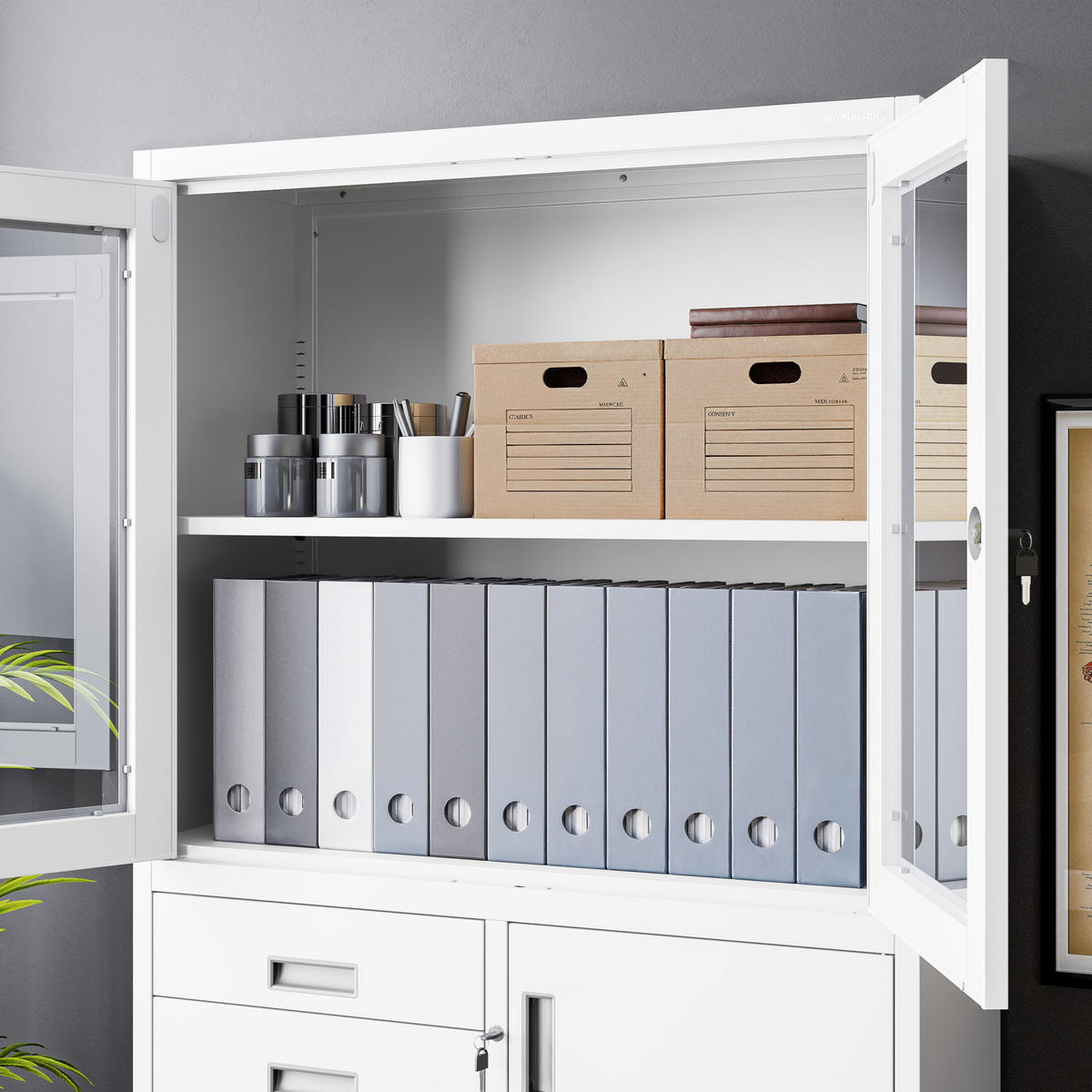 AKTENSCHRANK FILIP - Weiß, Metall (90/185/40cm) - Jan Nowak