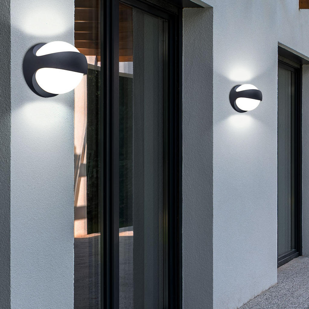 Thumbnail - Globo Lighting Led, Schwarz, Metall, Rund, 20x20x18 cm, Lampen & Leuchten, Außenbeleuchtung, Außenwandleuchten