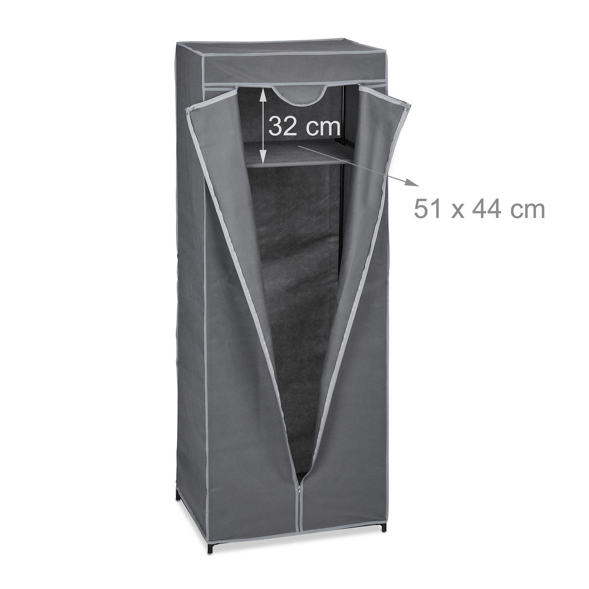 STOFFSCHRANK - Grau, Kunststoff/Textil (60/157/45cm) - Relaxdays