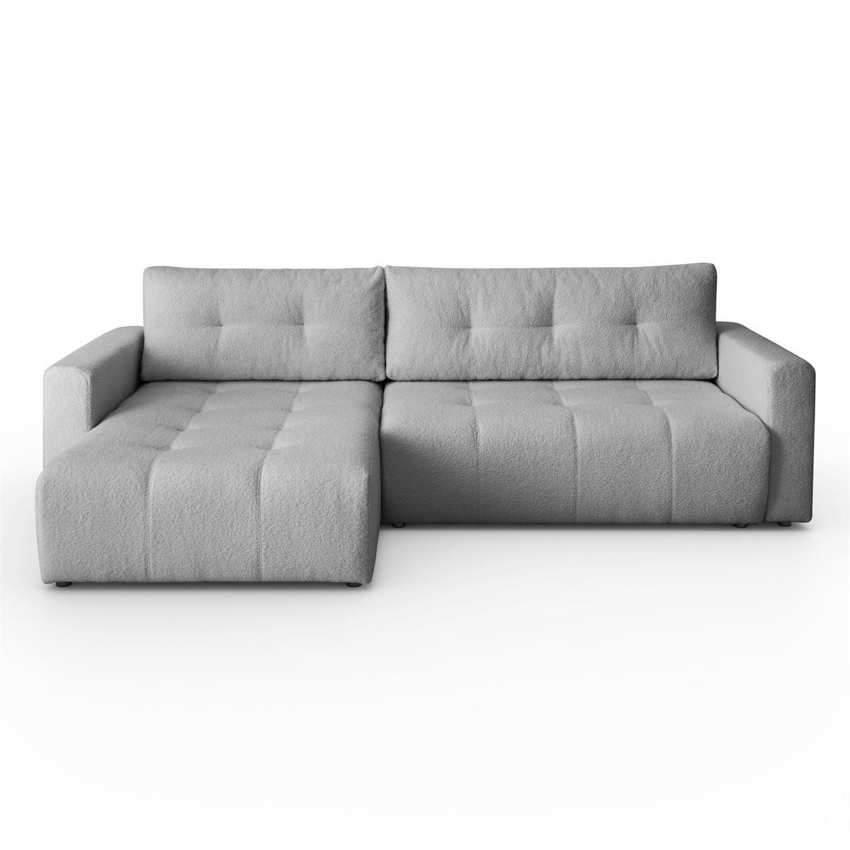 ECKSOFA Viola in L-Form, hellgrau, Lammfelloptik, 261 x 143 cm mit Schlaffunktion und Bettkasten - Hellgrau, Textil (261/143cm) - Margaret Hadas24