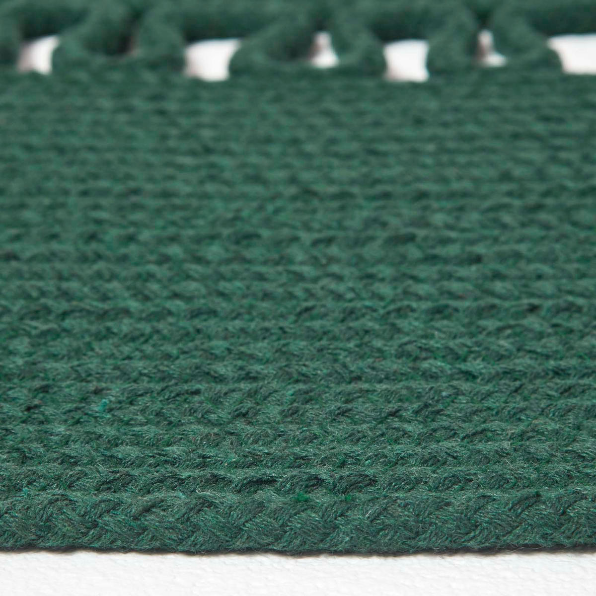 TEPPICH geflochten rund mit Häkel-Muster 150 cm - Dunkelgrün, Textil (150/150cm) - Homescapes