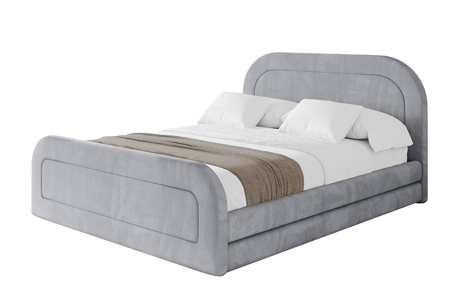 POLSTERBETT mit Bettkasten, Fußteil und Lattenrost, Boxbett mit Matratze H3/H4 - LERIS-Z 120x200 Hellgrau - Hellgrau, Holzwerkstoff/Textil (120/200cm) - ALTDECOR