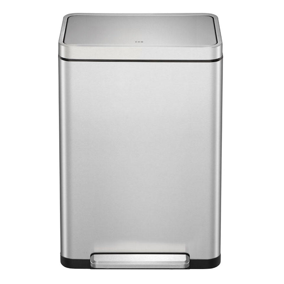 MÜLLEIMER Stilvoller Rechteckiger Mit Extra Breitem Pedal & Gedämpften Stay Open Deckel 65,2 x 43,3 x 33,4 cm 20 & 20 Liter Silber - Silberfarben, Metall (43.3/65.2/33.4cm) - PROREGAL