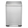 MÜLLEIMER Stilvoller Rechteckiger Mit Extra Breitem Pedal & Gedämpften Stay Open Deckel 65,2 x 43,3 x 33,4 cm 20 & 20 Liter Silber - Silberfarben, Metall (43.3/65.2/33.4cm) - PROREGAL