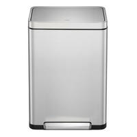 MÜLLEIMER Stilvoller Rechteckiger Mit Extra Breitem Pedal & Gedämpften Stay Open Deckel 65,2 x 43,3 x 33,4 cm 20 & 20 Liter Silber - Silberfarben, Metall (43.3/65.2/33.4cm) - PROREGAL