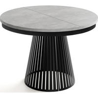 ESSTISCH Naro rund ausziehbar mit Schwarzem Lamellen-Metallgestell, Grauer Beton 120-200/120/76 cm - Hellgrau/Schwarz, Holzwerkstoff/Metall (120/120/76cm) - WFL GROUP