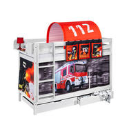 ETAGENBETT JELLE 90x200 cm Feuerwehr - Hochbett - inkl. Vorhang und 2 Lattenrosten - Weiß, Holz - Lilokids