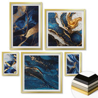 WANDBILDER 5er Set - 50x50 cm & 20x30 cm & 40x60 cm Goldrahmen - Abstrakte, elegante Muster - Goldfarben, Kunststoff (40/60cm) - ArtPrintCave