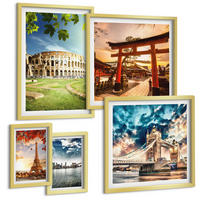 BILDER SET 5er Set - 50x50 cm & 20x30 cm & 40x60 cm Goldrahmen - Entspannende Zen-Steine für inneren Frieden - Goldfarben, Kunststoff (40/60cm) - TULUP