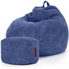 XXL-SITZSACK 2er Set + Pouf - Cordstoff - Dunkelblau, Textil (90/110/90cm) - Green Bean