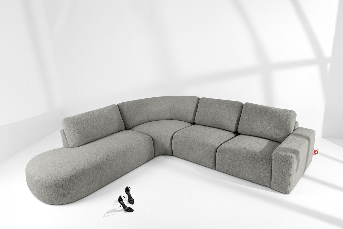 ECKSOFA LINKS ZUCCO, Dunkelaschgrau - Dunkelgrau, Holz/Holzwerkstoff (304/293cm) - KONSIMO®