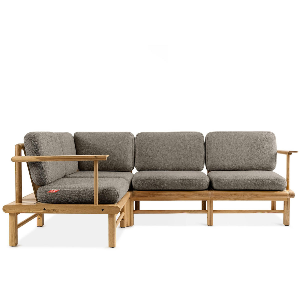 LOUNGESOFA ATREDA links - Grau, Holz/Textil (230/74/160cm) - KONSIMO®