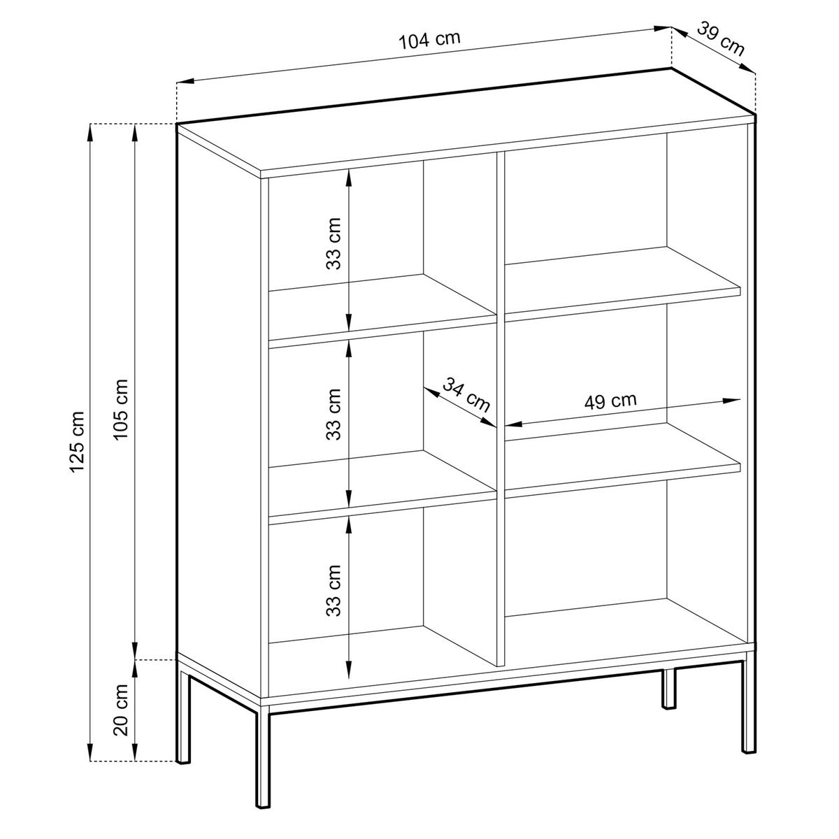 SIDEBOARD STELLARE 104x39x125 cm mit 2 Türen Eichefarben - Braun, Holzwerkstoff (104/125/39cm) - MASSENO