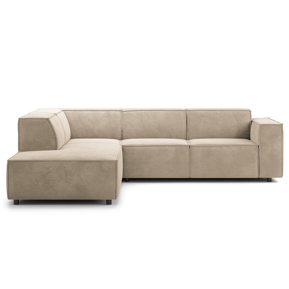 ECKSOFA mit Ottomane - Beige/Schwarz, Kunststoff/Textil (260/234cm) - home24