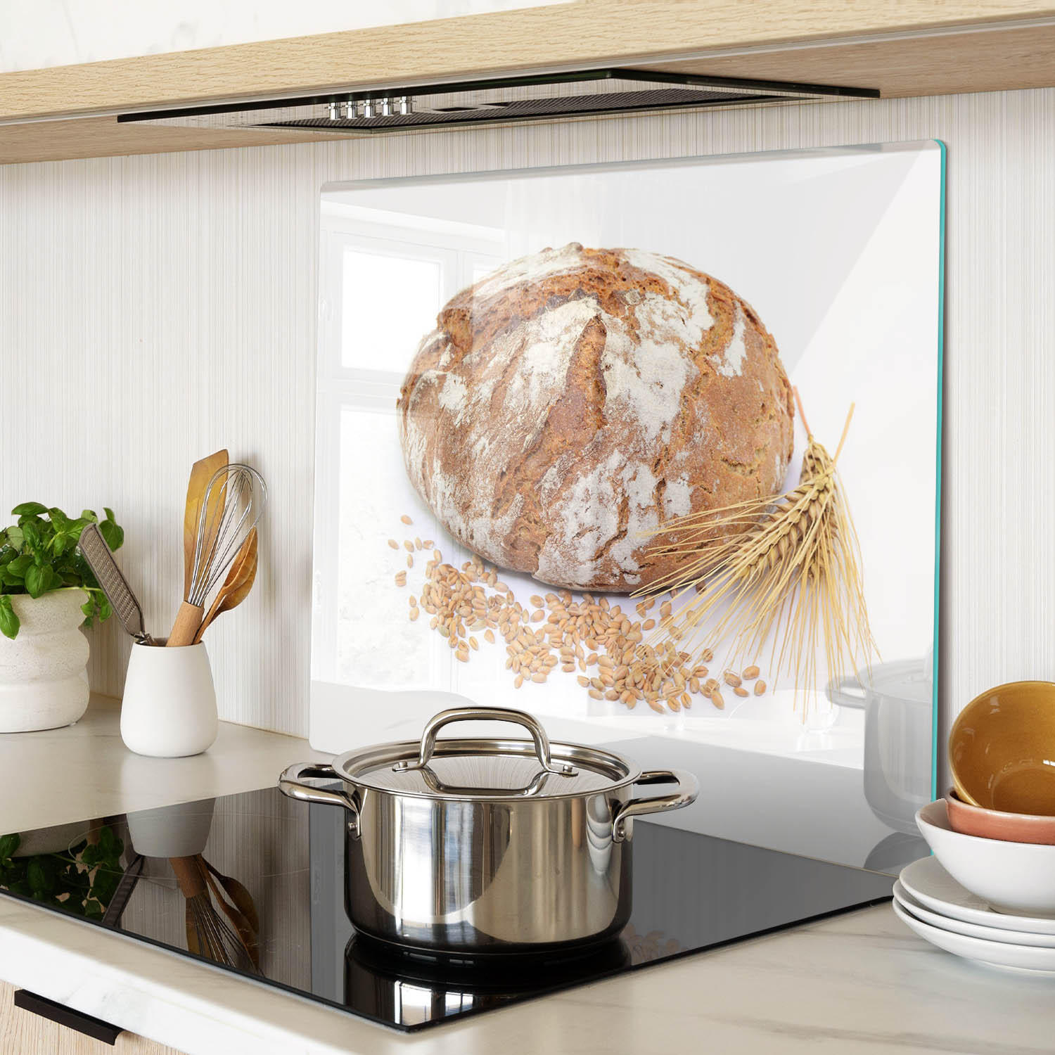 GLASPLATTE 60x52 cm Brot und Weizen - Braun, Glas (60/0.4/52cm) - TULUP