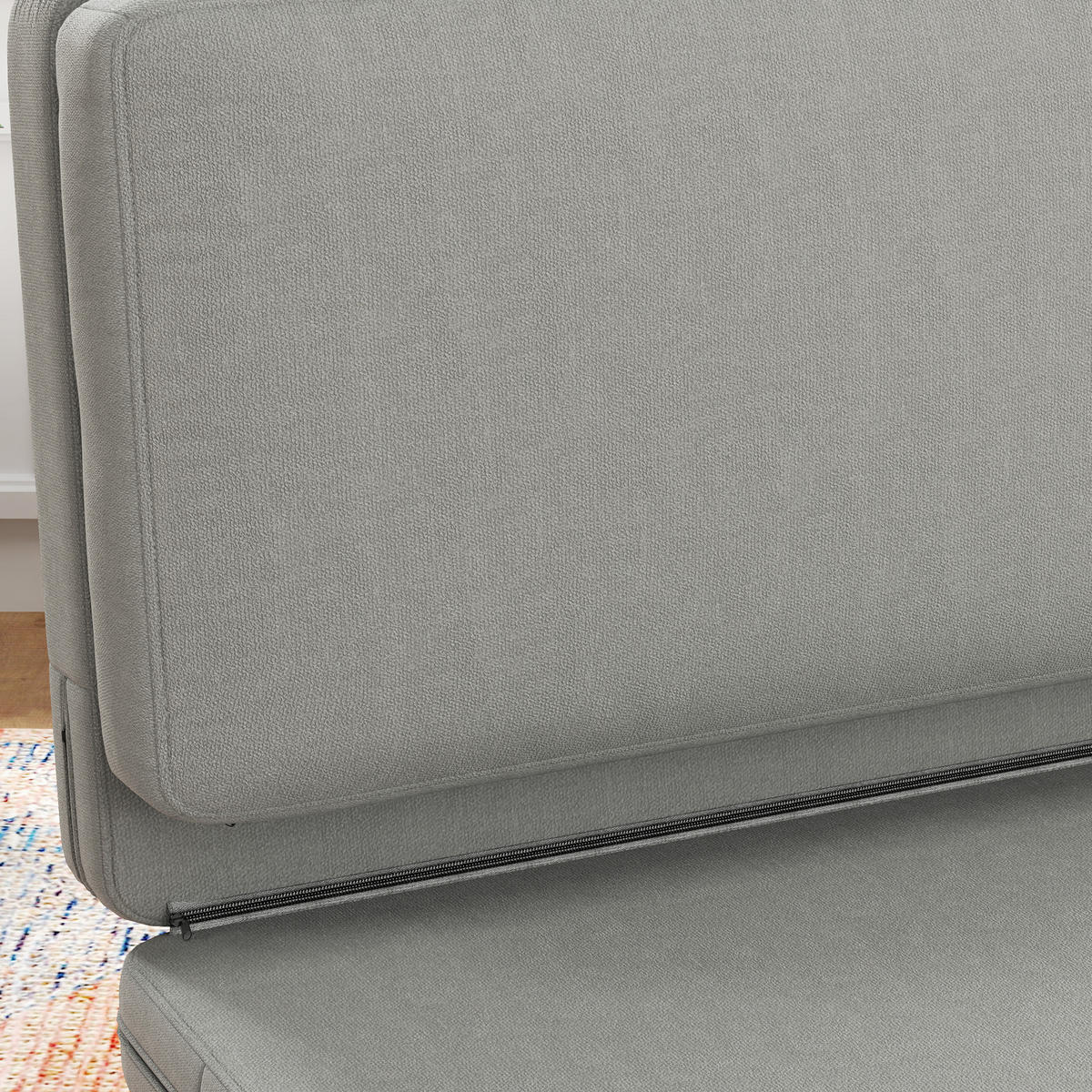 BODENSOFA 3-in-1 Klappbar Schlafsofa mit Samtoptik für Schlafzimmer, Wohnzimmer - Hellgrau, Textil (120/10/275cm) - HOMCOM