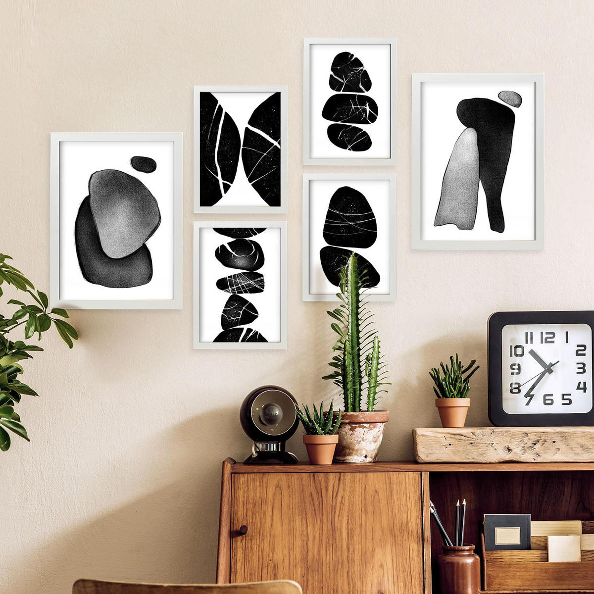 POSTER Set Mit 6 Palladian Rocks Abstrakte Liebhaber Größe A3 & A4 Weißer Rahmen - Weiß, Papier (29.7/1cm) - Nacnic