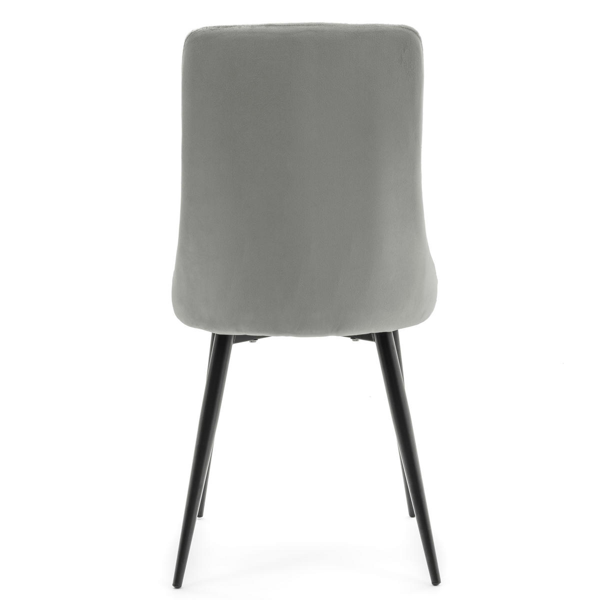 STUHL CAREN gepolstert mit Steppung - hell grau - Samt Velours - Hellgrau/Schwarz, Metall (50/94/65cm) - NEW HOME