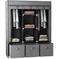 STOFFSCHRANK, Kleiderschrank, Dunkelgrau - Dunkelgrau, Kunststoff/Metall (43/162.5/125cm) - HOMCOM