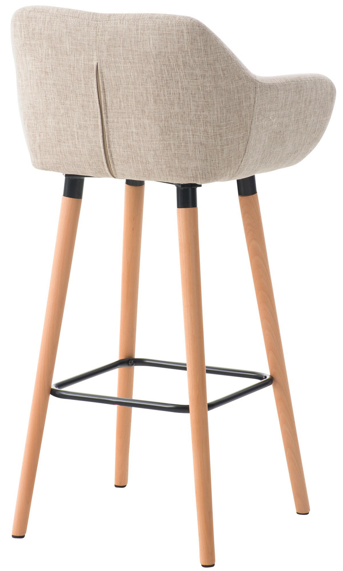 BARHOCKER 2er Set Stoff creme - Eukalyptusholzfarben/Creme, Holz/Textil (55/99/46cm) - CLP