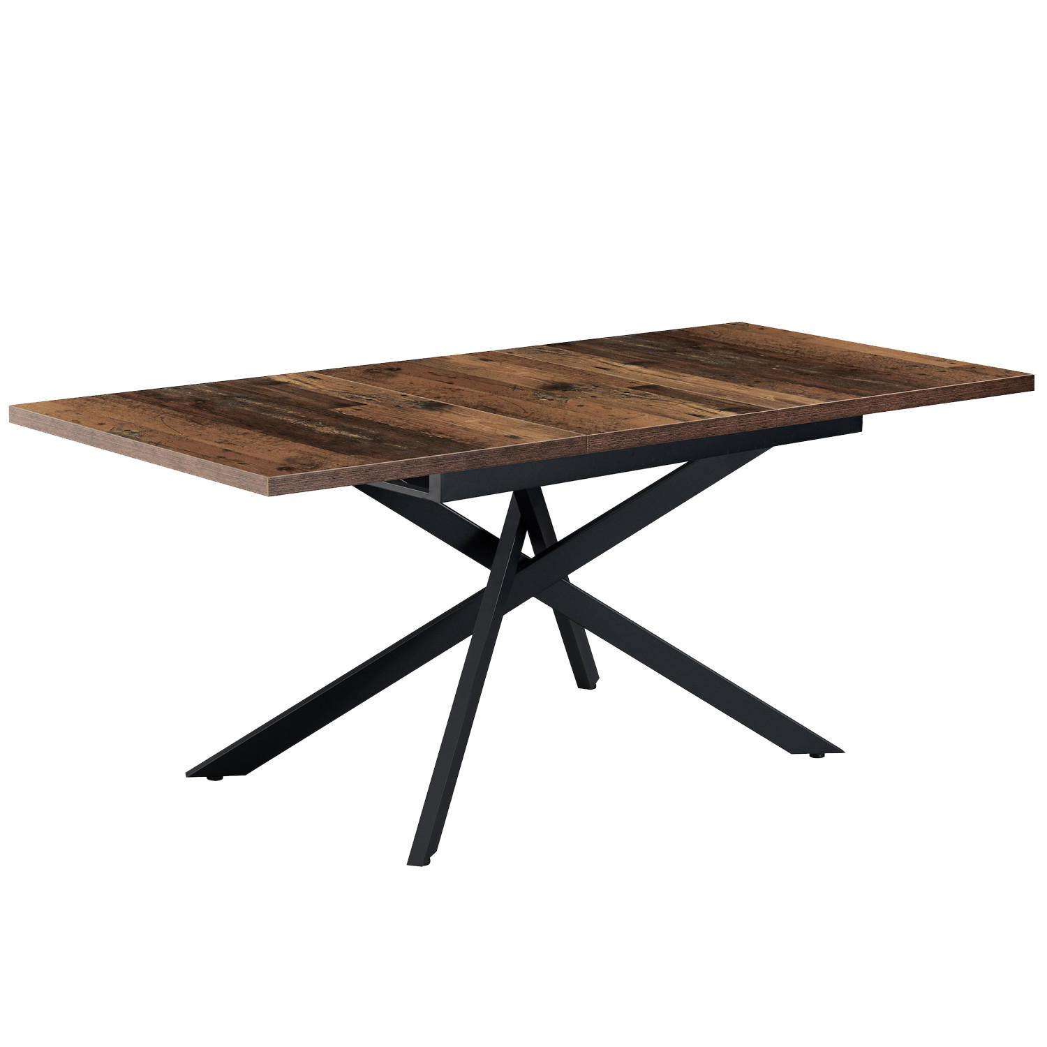 ESSTISCH LARS 120-160/80/76 cm Texas-Eiche - Schwarz/Braun, Holzwerkstoff/Metall (80/120/76cm) - B&D Home