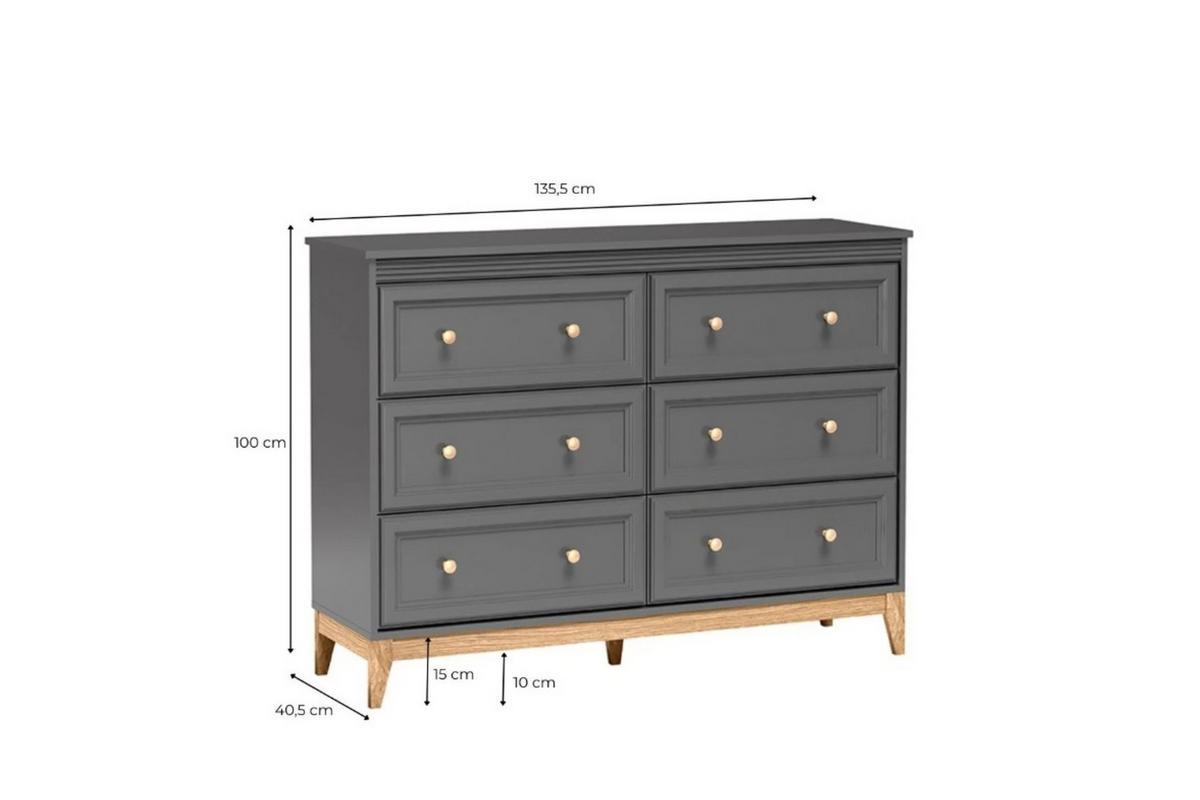 KOMMODE SUOLO 179/100/40,5cm mit 2 Schubladen 4 Türen Grau - Grau, Holzwerkstoff (179/100/40.5cm) - MASSENO