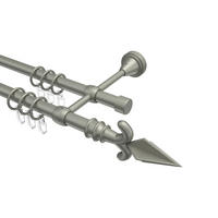 GARDINENSTANGE Primus Matteo 360 cm (geteilt in 2 x 180 cm), 2-läufig, 16 mm Ø Chrom matt - Chromfarben/Nickelfarben, Metall (360cm) - INTERDECO