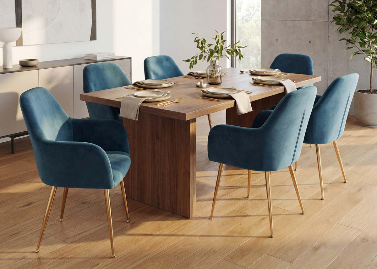 ESSZIMMERSTUHL Hellblau 2er-Set - Schwarz/Hellblau, Textil (57/83/57cm) - MCW