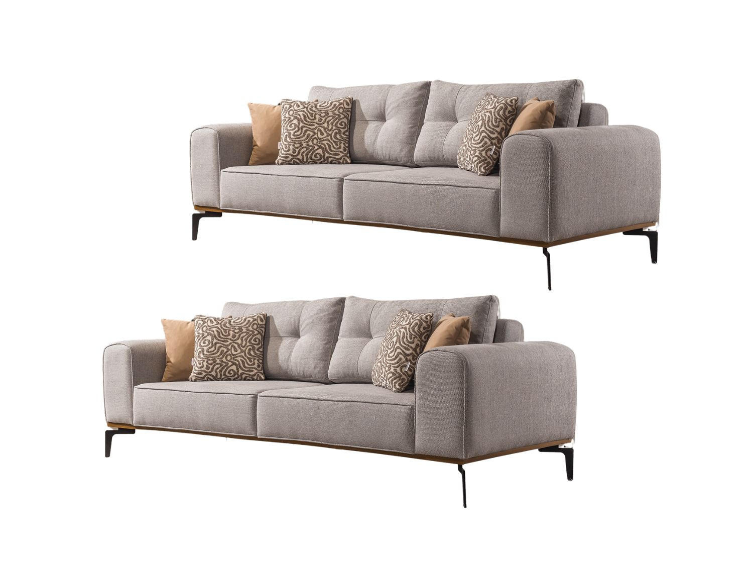 SITZGARNITUR Tubby Creme Stellvariante:3+2 - Grau, Holz (229/73/93cm) - Villa Möbel